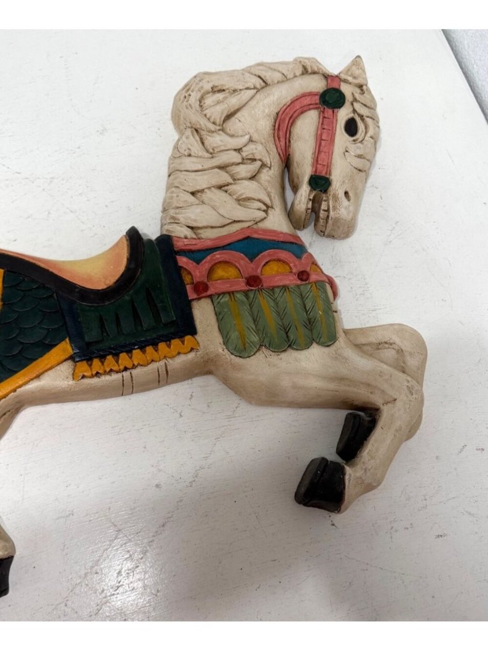 VTG Handmade Carved Painted Wooden Carousel Horse Wall Decor 26"x17" Multicolor - Picture 6 of 12